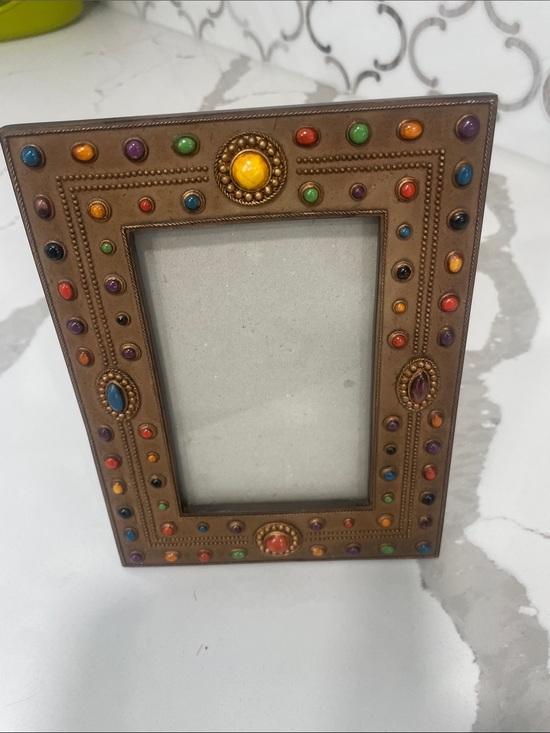 Other - Multicolor Jeweled Bronze Photo Frame - Decorative Home Accent
